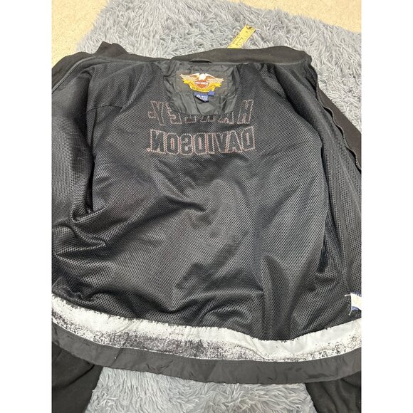 Harley-Davidson Mens Fleece Jacket XL Black & Gray Nylon Polyester Embroidered L - Picture 8 of 9